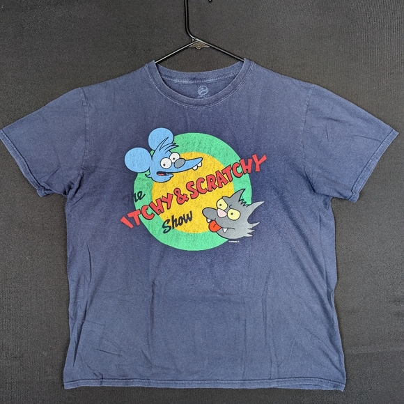 The Simpsons, The Itchy & Scratchy Show T-shirt Size XL Blue - Picture 1 of 10